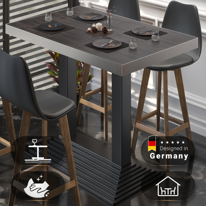 BPY | Bistro Stehtisk | 130 x 80 x 114 cm | Rustfritt stål kant | Rektangulær | Wenge / Svart