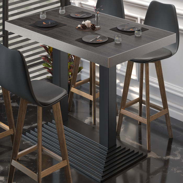 BPY | Bistro Stehtisk | 130 x 80 x 114 cm | Rustfritt stål kant | Rektangulær | Wenge / Svart