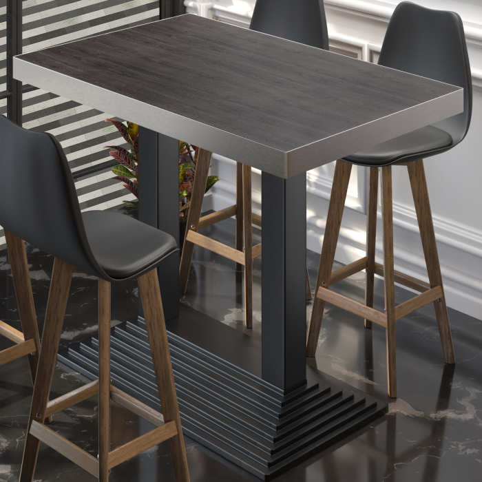 BPY | Bistro Stehtisk | 130 x 80 x 114 cm | Rustfritt stål kant | Rektangulær | Wenge / Svart