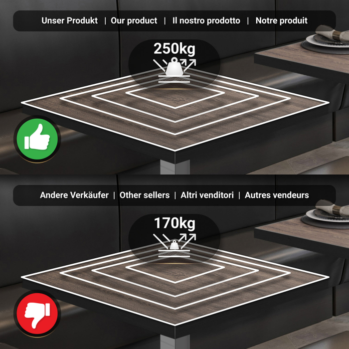 BM | Bistro Table | 70 x 70 x 108 cm | Square | Black Edge | Light Wenge / Stainless Steel