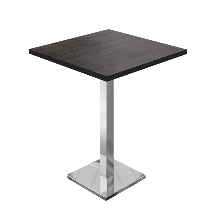 BM | Bistro Stolik | 70 x 70 x 108 cm | Kwadratowy | Czarna krawędź | Wenge / Stal nierdzewna