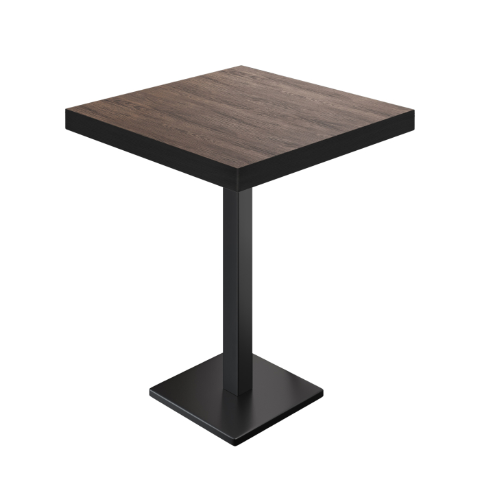 BM | Bistro Stehtbord | 70 x 70 x 110 cm | Firkantet | Svart kant | Lys Wenge / Svart