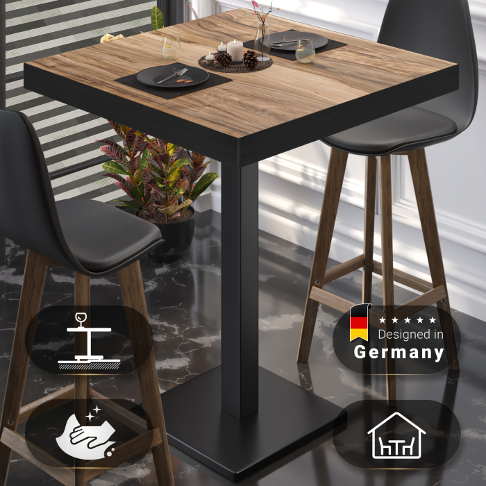 BM | Bistro ståbord | 70 x 70 x 110 cm | Kvadratisk | Svart kant | Sheesham / Svart BM | Bistro ståbord | 70 x 70 x 110 cm | Kvadratisk | Svart kant | Sheesham / Svart