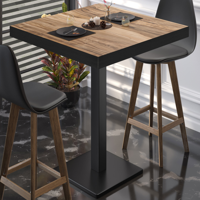 BM | Bistro ståbord | 70 x 70 x 110 cm | Kvadratisk | Svart kant | Sheesham / Svart BM | Bistro ståbord | 70 x 70 x 110 cm | Kvadratisk | Svart kant | Sheesham / Svart
