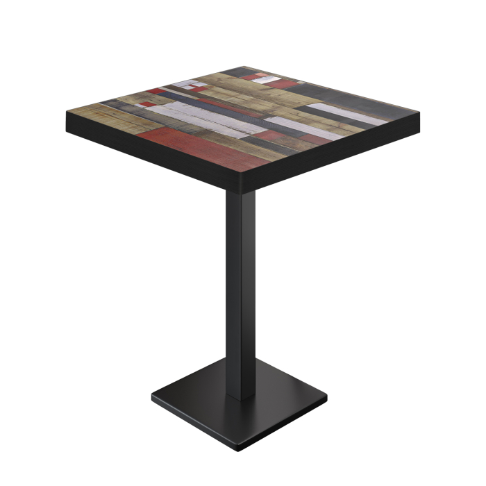 BM | Bistro Stehbord | 70 x 70 x 110 cm | Kvadratisk | Svart Kant | Vintage Fargerik / Svart BM | Bistro Stehbord | 70 x 70 x 110 cm | Kvadratisk | Svart Kant | Vintage Fargerik / Svart
