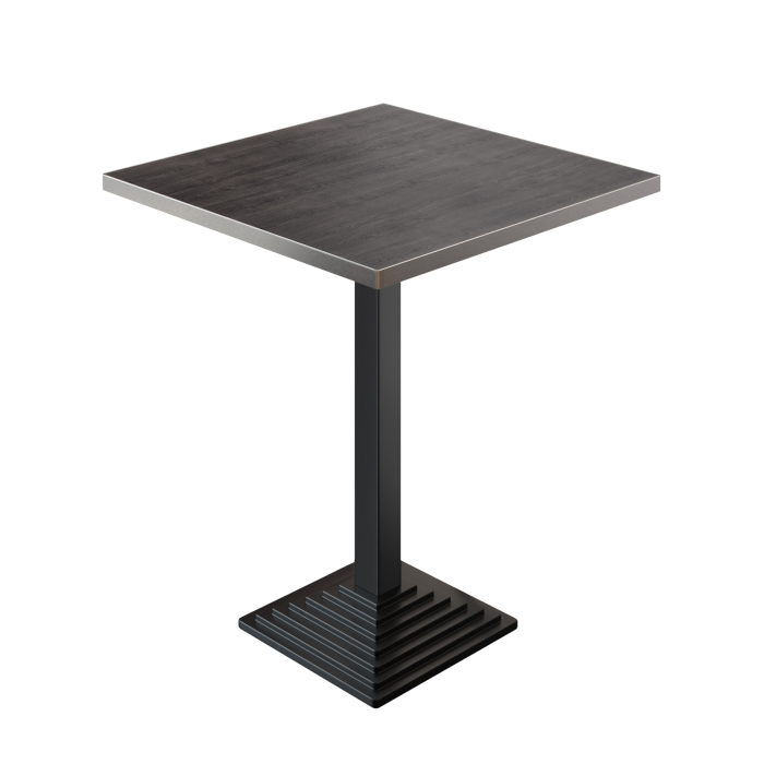BPY | Table Bistro | 70 x 70 x 112 cm | Bord en acier inoxydable | Carré | Wengé / Noir