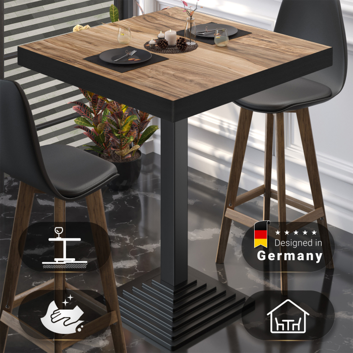 BPY | Bistro Pöytä | 70 x 70 x 114 cm | Musta Reuna | Neliömäinen | Sheesham / Musta BPY | Bistro Pöytä | 70 x 70 x 114 cm | Musta Reuna | Neliömäinen | Sheesham / Musta