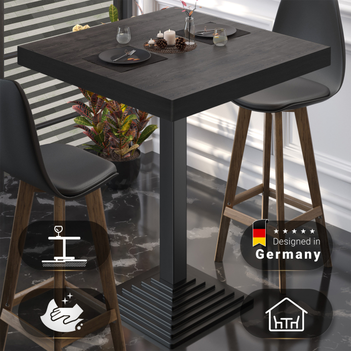 BPY | Bistro Standing Table | 70 x 70 x 114 cm | Black Edge | Square | Wenge / Black