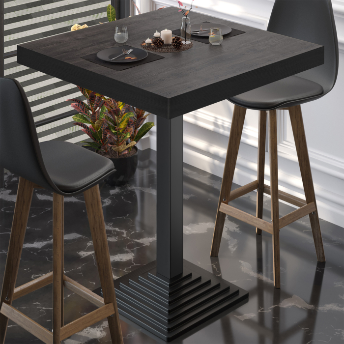 BPY | Bistro Standing Table | 70 x 70 x 114 cm | Black Edge | Square | Wenge / Black