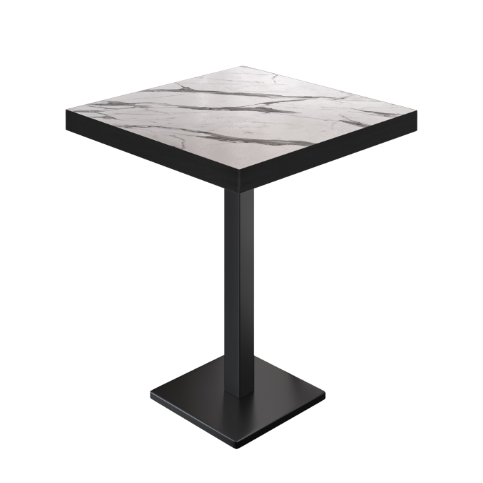 BM | Bistro Stehtisch | 80 x 80 x 110 cm | Kvadratisk | Svart Kant | Hvit Marmor / Svart BM | Bistro Stehtisch | 80 x 80 x 110 cm | Kvadratisk | Svart Kant | Hvit Marmor / Svart