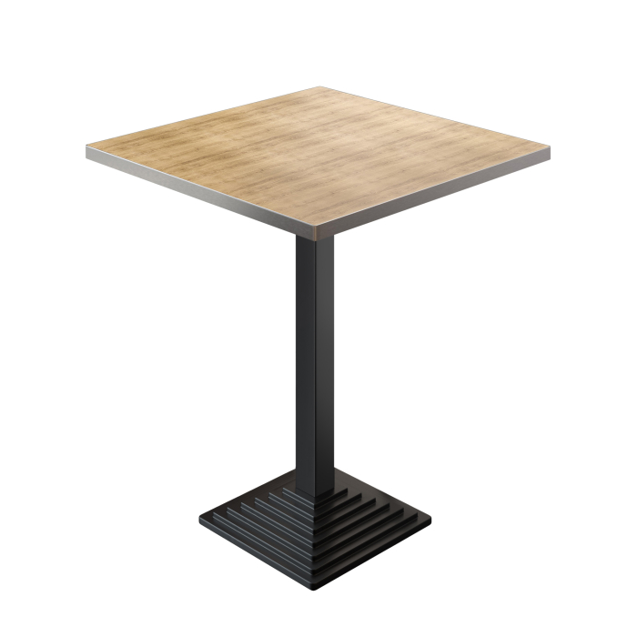 BPY | Bistro Standing Table | 80 x 80 x 112 cm | Stainless Steel Edge | Square | Oak / Black BPY | Bistro Standing Table | 80 x 80 x 112 cm | Stainless Steel Edge | Square | Oak / Black
