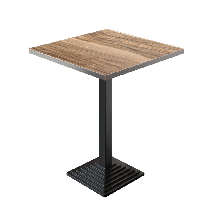 BPY | Bistro Standing Table | 80 x 80 x 112 cm | Stainless Steel Edge | Square | Sheesham / Black