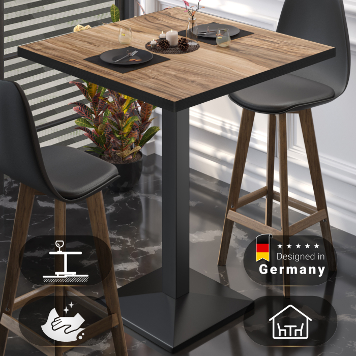 BPA | Bistro Stehtisch | 80 x 80 x 112 cm | Svart kant | Firkantet | Sheesham / Svart BPA | Bistro Stehtisch | 80 x 80 x 112 cm | Svart kant | Firkantet | Sheesham / Svart