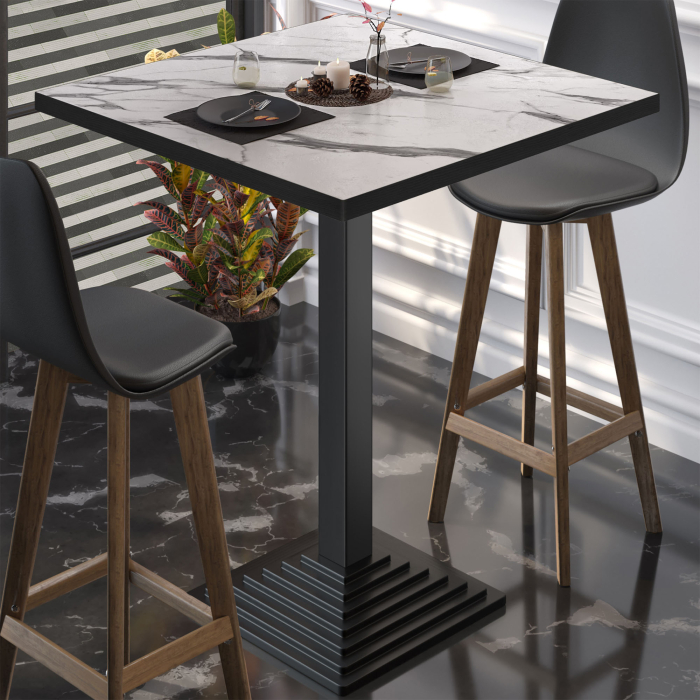BPY | Bistro Ståbord | 80 x 80 x 112 cm | Svart kant | Fyrkantig | Vit marmor / Svart BPY | Bistro Ståbord | 80 x 80 x 112 cm | Svart kant | Fyrkantig | Vit marmor / Svart