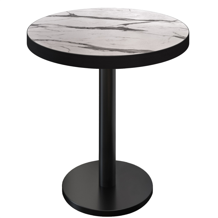 BN | Bistro Stehtisch | Ø 80 x 110 cm | Svart kant | Rund | Hvit marmor / Svart BN | Bistro Stehtisch | Ø 80 x 110 cm | Svart kant | Rund | Hvit marmor / Svart
