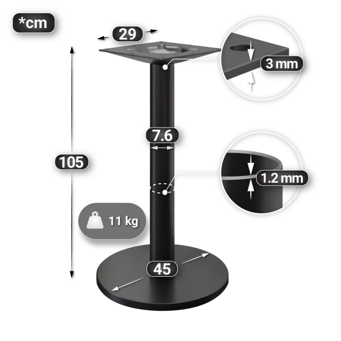 BN | Bistro Stehtisch | Ø 80 x 110 cm | Svart kant | Rund | Hvit marmor / Svart BN | Bistro Stehtisch | Ø 80 x 110 cm | Svart kant | Rund | Hvit marmor / Svart