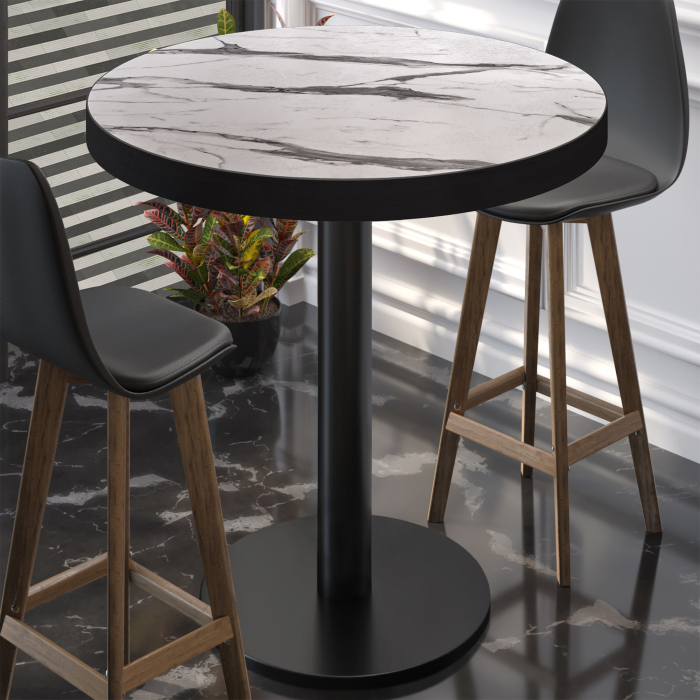 BN | Bistro Stehtisch | Ø 80 x 110 cm | Svart kant | Rund | Hvit marmor / Svart BN | Bistro Stehtisch | Ø 80 x 110 cm | Svart kant | Rund | Hvit marmor / Svart