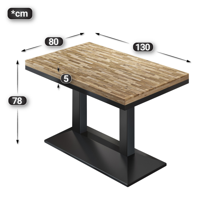 MPA | Bistro solid table | rectangular | 130 x 80 x 81 cm | oak / black MPA | Bistro solid table | rectangular | 130 x 80 x 81 cm | oak / black