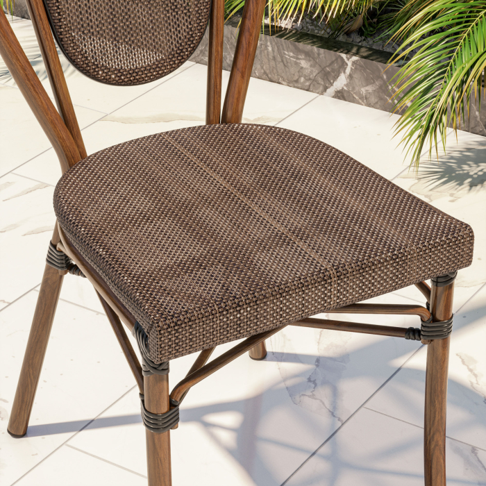 DELPHI | Silla textilene bistro | Gris-marrón | Bambú | Apilable DELPHI | Silla textilene bistro | Gris-marrón | Bambú | Apilable
