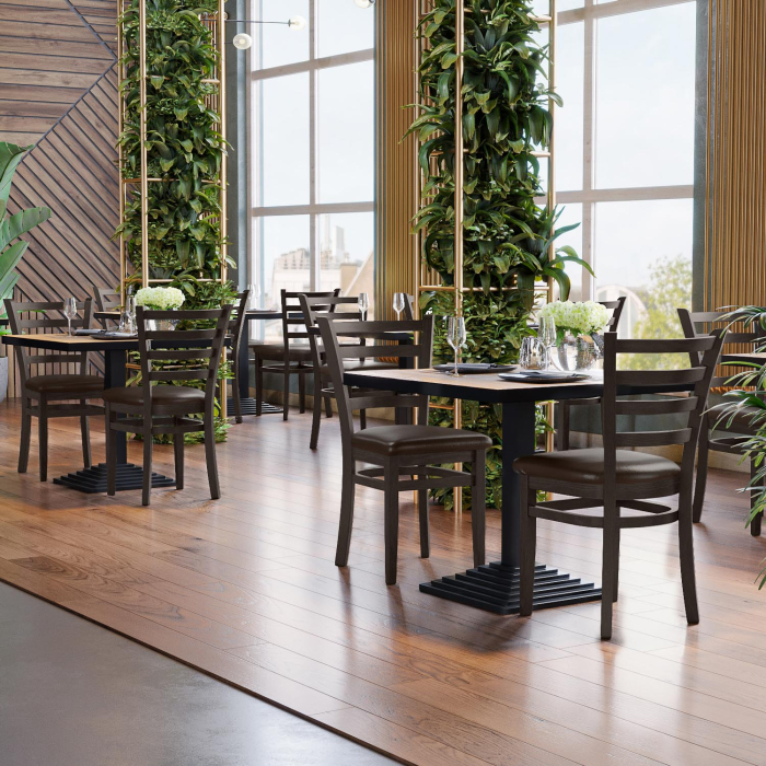 ALESSANDRO | Restaurangstol i trä | Mörkbrun | Läder