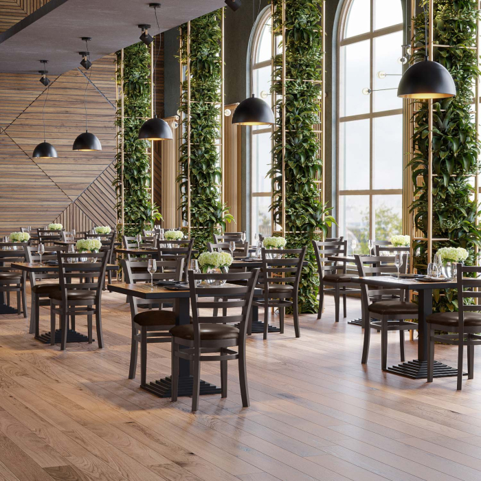 ALESSANDRO | Restaurangstol i trä | Mörkbrun | Läder