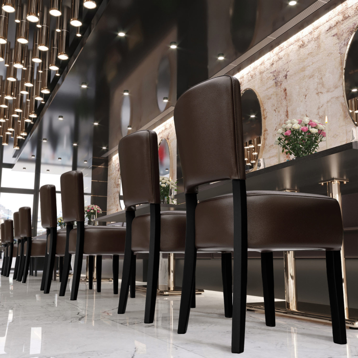 LUCA STEEL | Bistrostuhl | Dunkelbraun | Leder