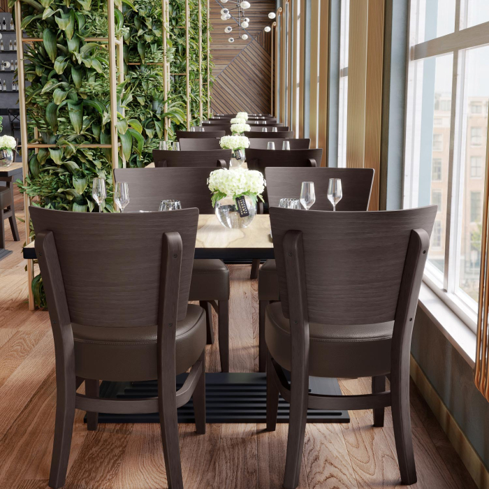 PETRO SMALL | Krzesło bistro | Ciemnobrązowy | Skóra
