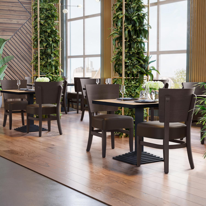 PETRO SMALL | Krzesło bistro | Ciemnobrązowy | Skóra
