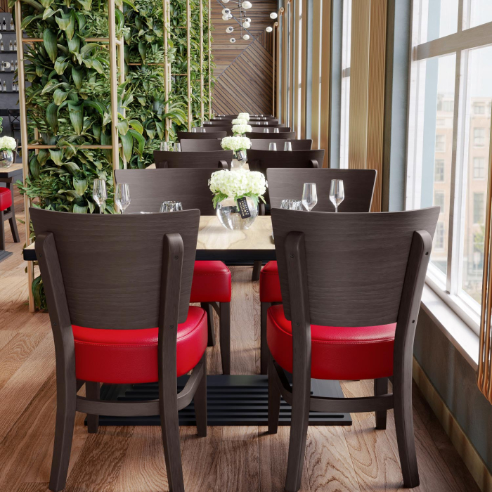 PETRO SMALL | Krzesło bistro | Czerwone | Skóra