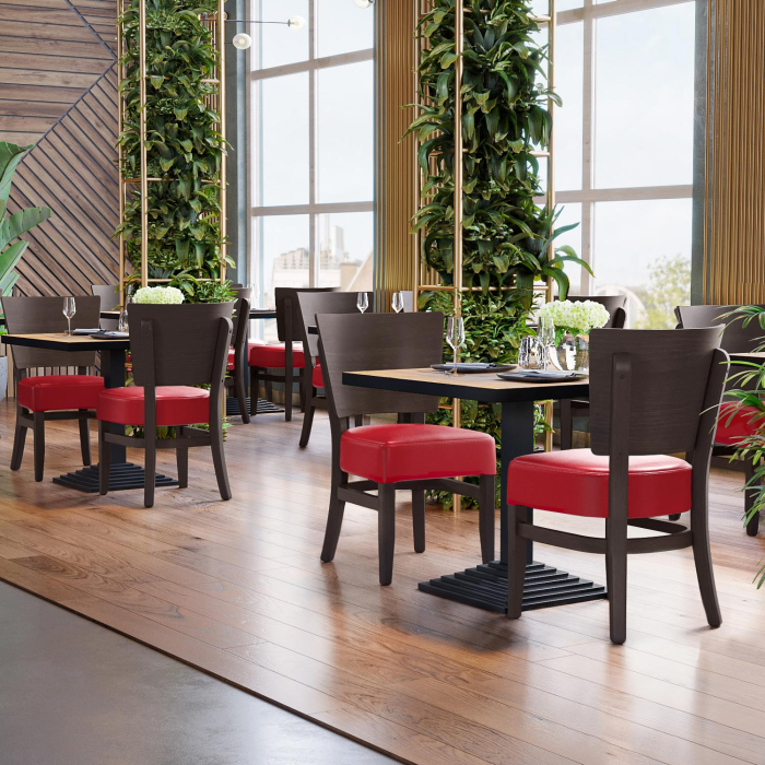 PETRO SMALL | Krzesło bistro | Czerwone | Skóra
