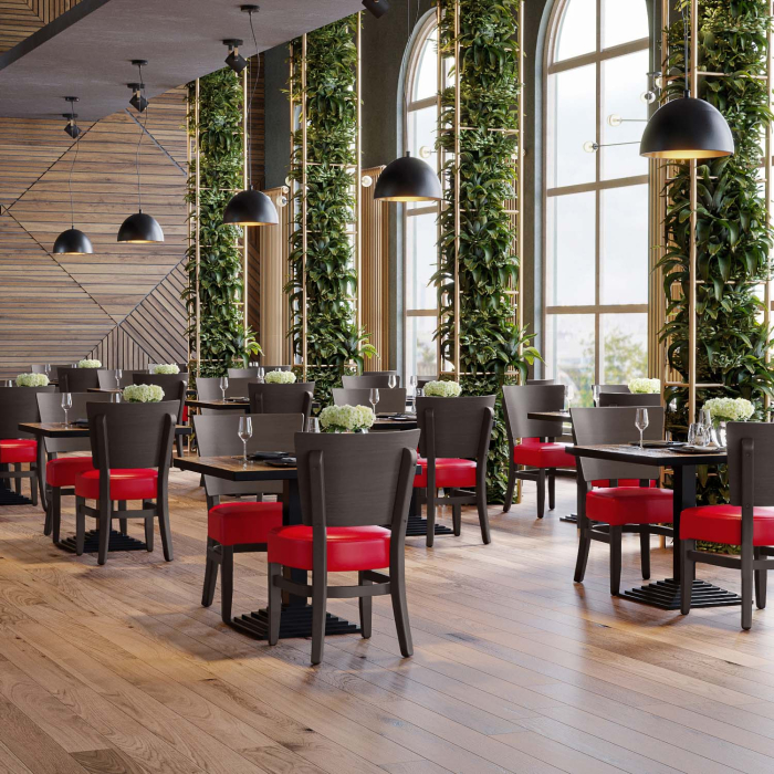 PETRO SMALL | Krzesło bistro | Czerwone | Skóra
