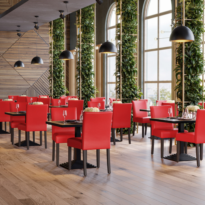TAYLOR | Krzesło bistro | Czerwone | Skóra