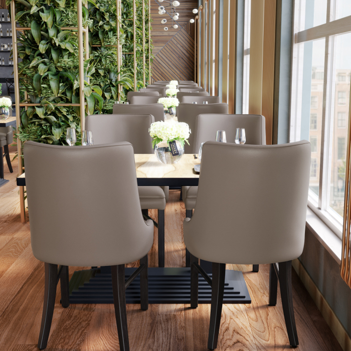 LOLA | Restaurantstol i skinn | taupe | lær