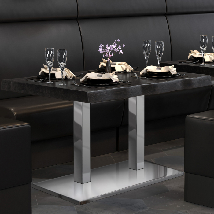 PMD | Bistro Tree Edge Tafel | Rechthoekig | 120 x 70 x 77 cm | Wengé Zwart / Roestvrij Staal PMD | Bistro Tree Edge Tafel | Rechthoekig | 120 x 70 x 77 cm | Wengé Zwart / Roestvrij Staal