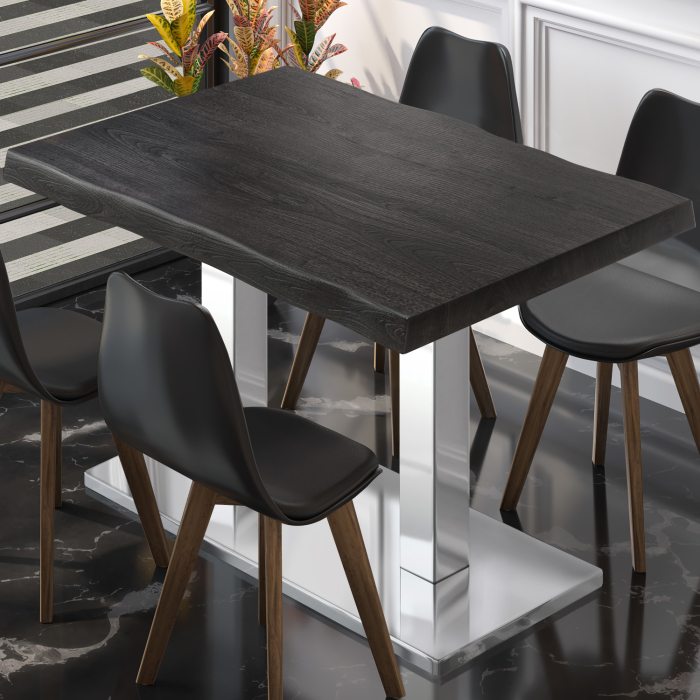 PMD | Bistro Tree Edge Tafel | Rechthoekig | 120 x 70 x 77 cm | Wengé Zwart / Roestvrij Staal PMD | Bistro Tree Edge Tafel | Rechthoekig | 120 x 70 x 77 cm | Wengé Zwart / Roestvrij Staal