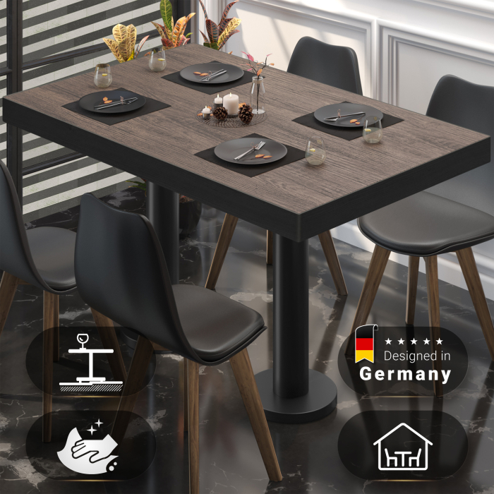 BML | Bistro dobbeltbord | 120x70x77cm | Rektangulær | Lys Wenge / Svart