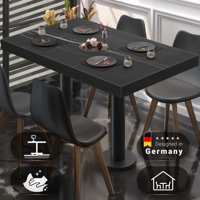 BML | Bistro dobbeltbord | 120x70x77cm | Rektangulær | Svart marmor/svart