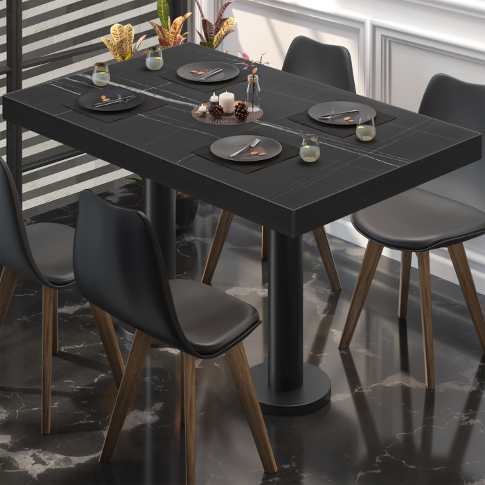 BML | Bistro dobbeltbord | 120x70x77cm | Rektangulær | Svart marmor/svart