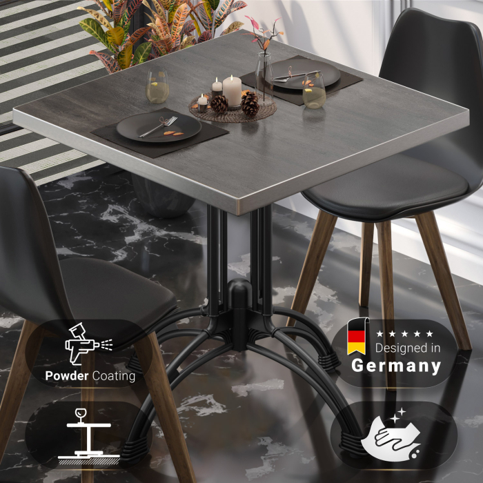 BMLG | Bistro Tisch | 70 x 70 x 75 cm | Quadratisch | Edelstahl Rand | Wenge / Schwarz BMLG | Bistro Tisch | 70 x 70 x 75 cm | Quadratisch | Edelstahl Rand | Wenge / Schwarz