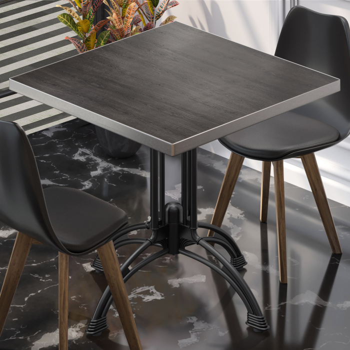 BMLG | Bistro Tisch | 70 x 70 x 75 cm | Quadratisch | Edelstahl Rand | Wenge / Schwarz BMLG | Bistro Tisch | 70 x 70 x 75 cm | Quadratisch | Edelstahl Rand | Wenge / Schwarz