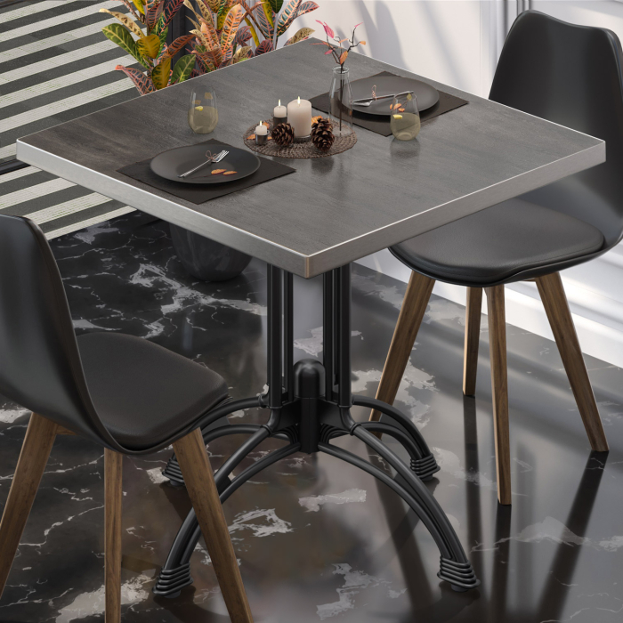 BMLG | Bistro Tisch | 70 x 70 x 75 cm | Quadratisch | Edelstahl Rand | Wenge / Schwarz BMLG | Bistro Tisch | 70 x 70 x 75 cm | Quadratisch | Edelstahl Rand | Wenge / Schwarz