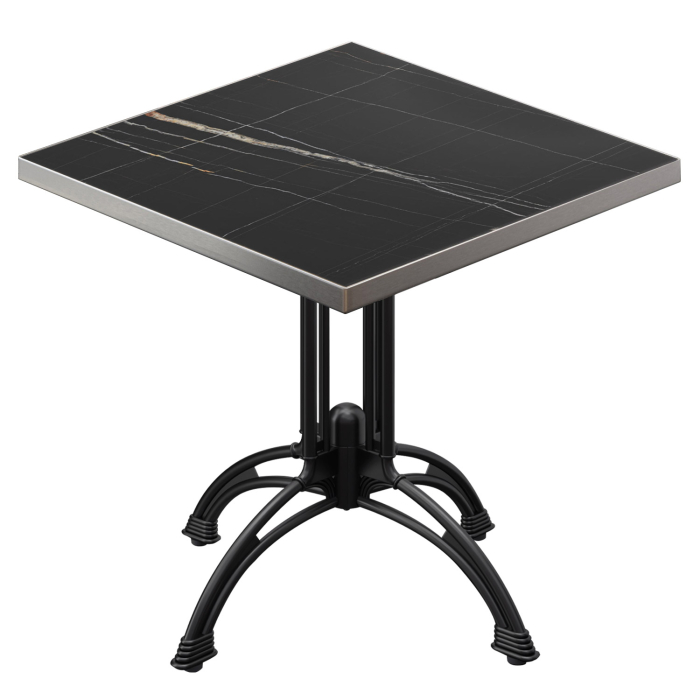 BMLG | Bistrobord | 80 x 80 x 75 cm | Firkantet | Rustfritt stål kant | Svart marmor / Svart BMLG | Bistrobord | 80 x 80 x 75 cm | Firkantet | Rustfritt stål kant | Svart marmor / Svart