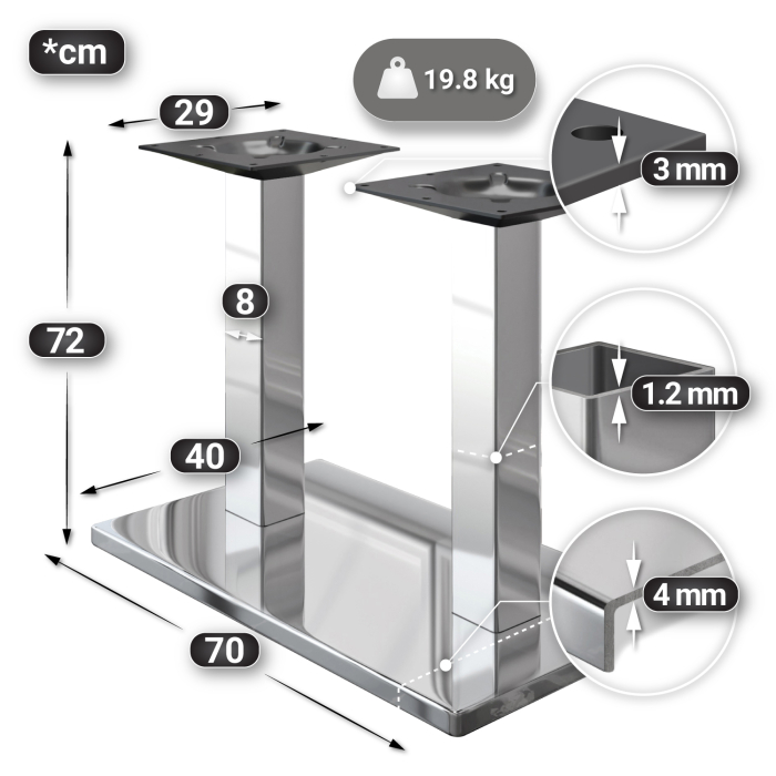 PMD | Table Bistro Arborée | Rectangulaire | 120 x 70 x 77 cm | Chêne / Acier inoxydable PMD | Table Bistro Arborée | Rectangulaire | 120 x 70 x 77 cm | Chêne / Acier inoxydable