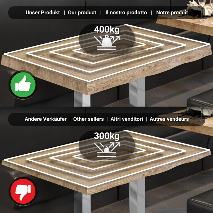 PMD | Table Bistro Arborée | Rectangulaire | 120 x 70 x 77 cm | Chêne / Acier inoxydable PMD | Table Bistro Arborée | Rectangulaire | 120 x 70 x 77 cm | Chêne / Acier inoxydable