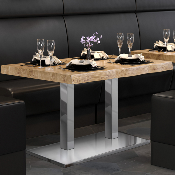 PMD | Table Bistro Arborée | Rectangulaire | 120 x 70 x 77 cm | Chêne / Acier inoxydable PMD | Table Bistro Arborée | Rectangulaire | 120 x 70 x 77 cm | Chêne / Acier inoxydable