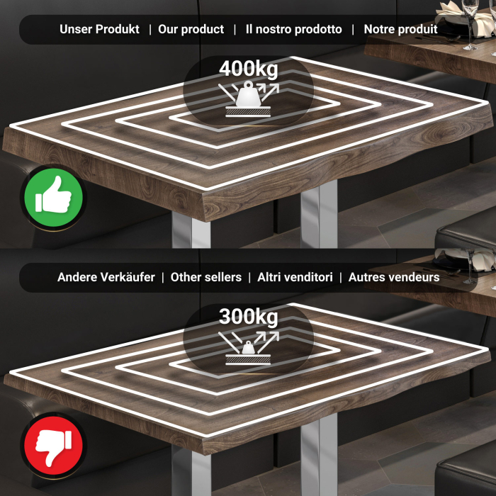 PMD | Stół Bistro Tree-edge | Prostokątny | 120 x 70 x 77 cm | Orzech / stal nierdzewna