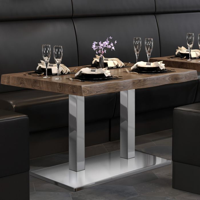 PMD | Stół Bistro Tree-edge | Prostokątny | 120 x 70 x 77 cm | Orzech / stal nierdzewna