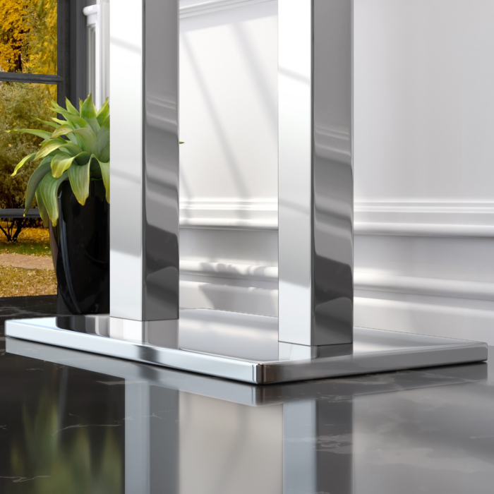 PMD | Tavolo con bordo ad albero Bistro | rettangolare | 130 x 80 x 77 cm | noce / acciaio inox PMD | Tavolo con bordo ad albero Bistro | rettangolare | 130 x 80 x 77 cm | noce / acciaio inox