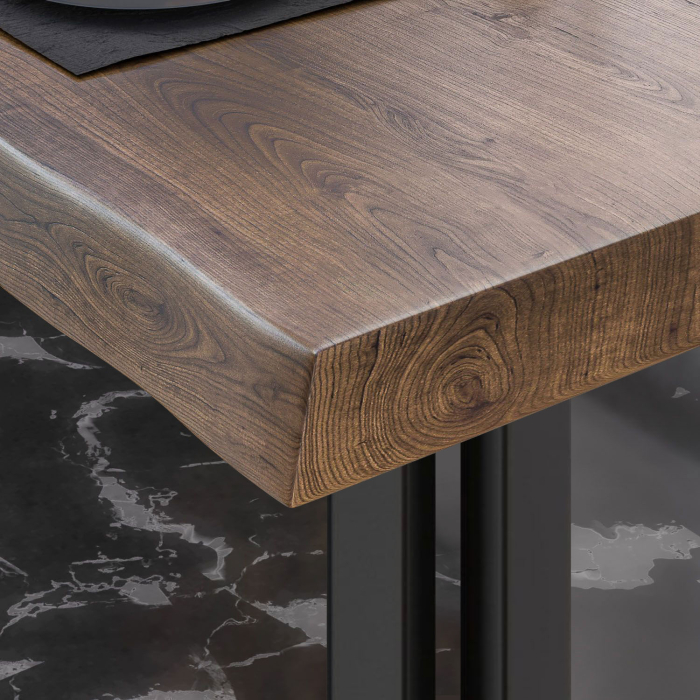 PE | Bistro-pöydän puun reuna | L:S:K 60 x 60 x 77 cm | Pähkinä / Musta | Neliö PE | Bistro-pöydän puun reuna | L:S:K 60 x 60 x 77 cm | Pähkinä / Musta | Neliö