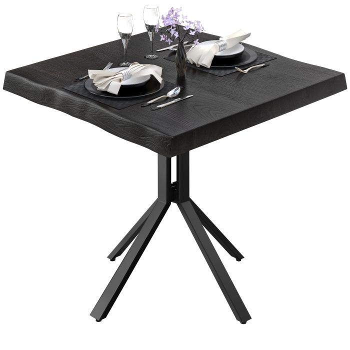 PE | Bistro-pöydän puun reuna | L:S:K 60 x 60 x 77 cm | Wenge-musta / musta | Neliö